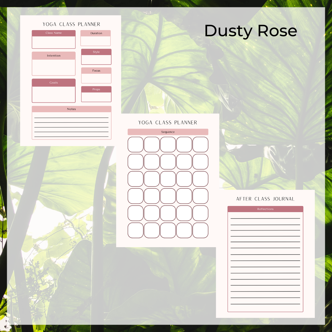 Yoga Class Planner with Intentions, Sequence Building Worksheet, Post Class Reflections - Bundled