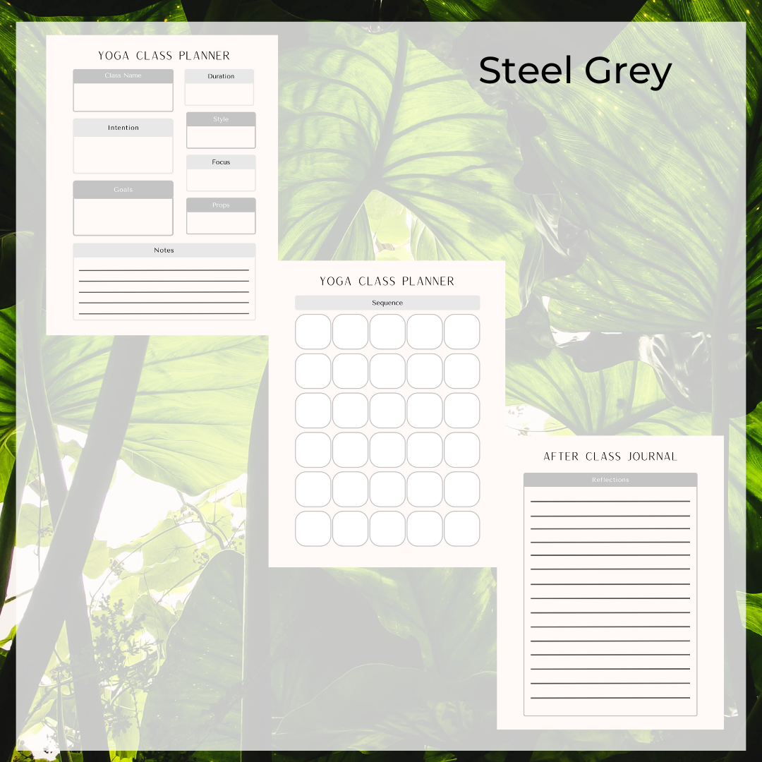 Yoga Class Planner with Intentions, Sequence Building Worksheet, Post Class Reflections - Bundled